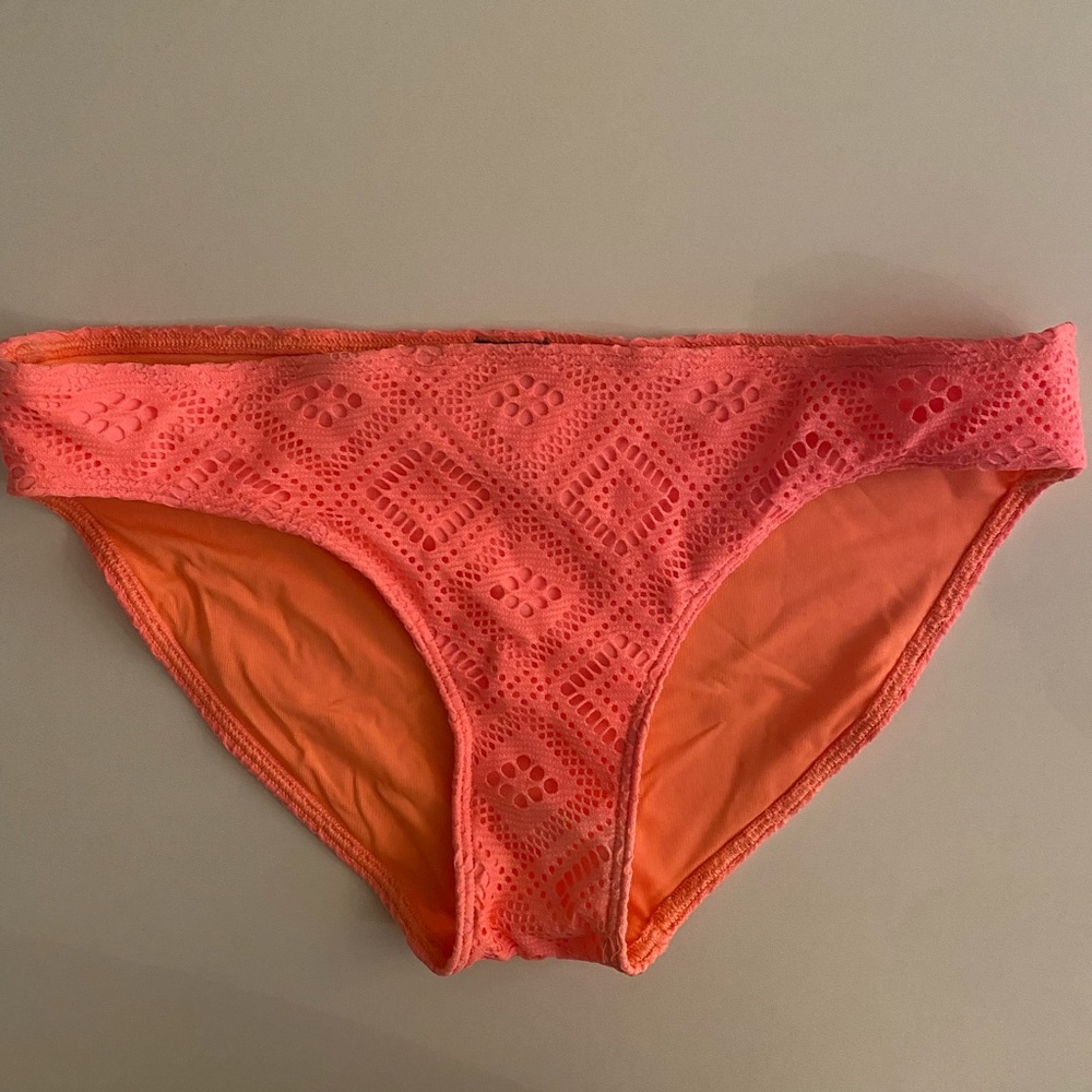 Aerie neon orange patterned bikini bottom